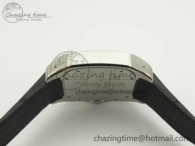 Snug Santos 100 38mm RXW 1:1 Best Edition Ladies SS White Dial on Black Leather Strap A 10633