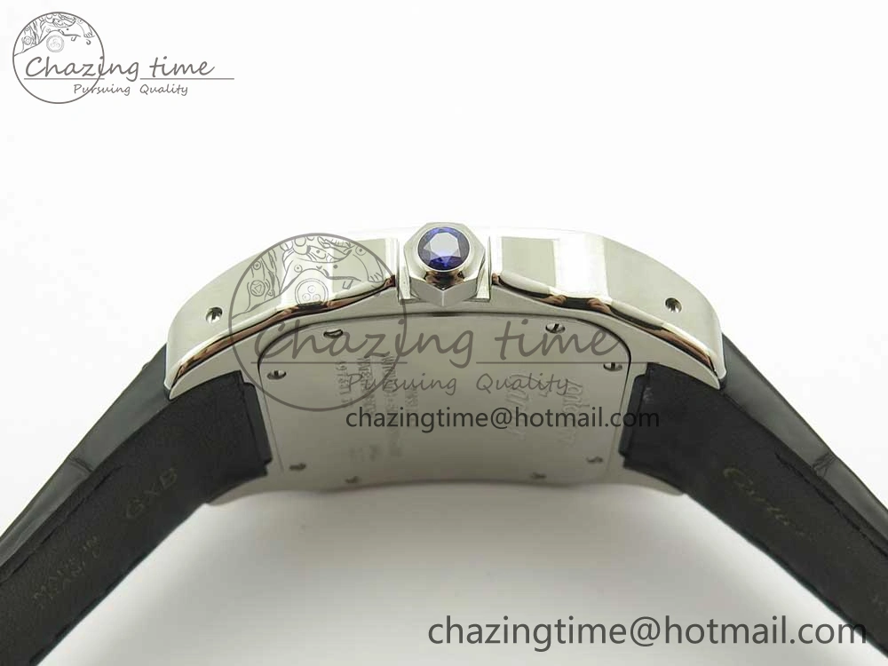 Snug Santos 100 38mm RXW 1:1 Best Edition Ladies SS White Dial on Black Leather Strap A 10633