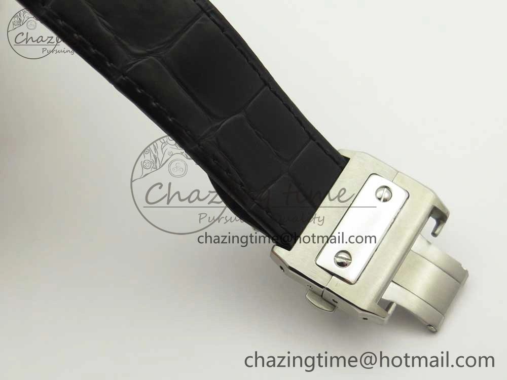 Snug Santos 100 38mm RXW 1:1 Best Edition Ladies SS White Dial on Black Leather Strap A 10633