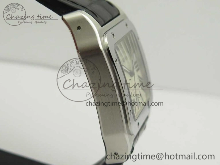 Snug Santos 100 38mm RXW 1:1 Best Edition Ladies SS White Dial on Black Leather Strap A 10633
