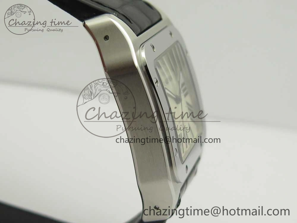 Snug Santos 100 38mm RXW 1:1 Best Edition Ladies SS White Dial on Black Leather Strap A 10633