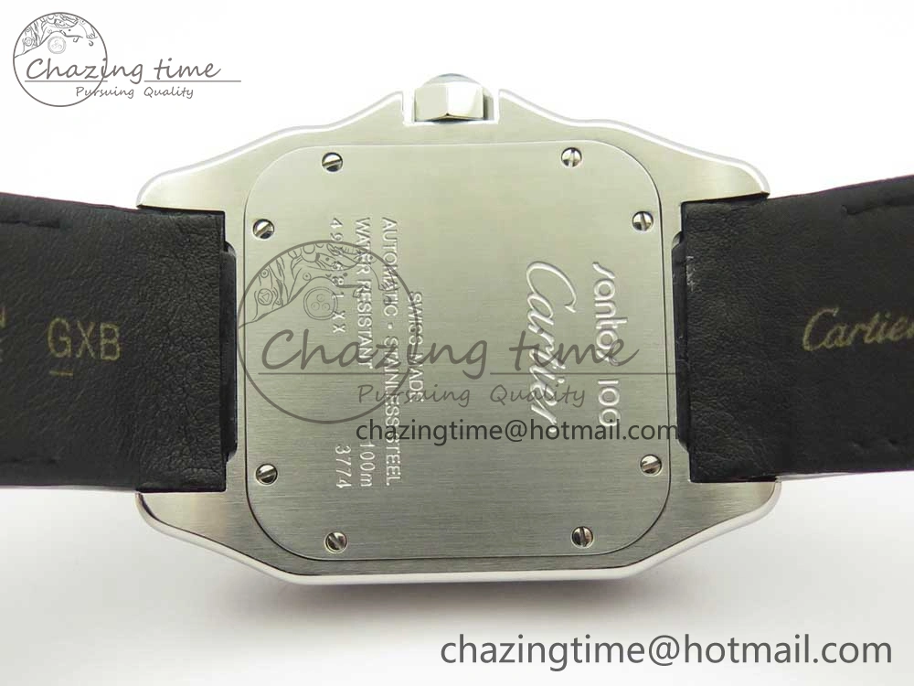Snug Santos 100 38mm RXW 1:1 Best Edition Ladies SS White Dial on Black Leather Strap A 10633