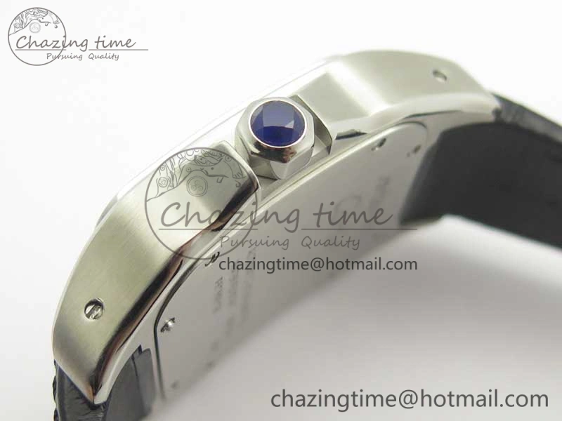 ZipUp Santos 100 38mm SS KZF 1:1 Best Edition White Dial on Black Leather Strap A 6214
