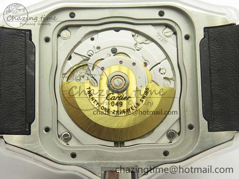 ZipUp Santos 100 38mm SS KZF 1:1 Best Edition White Dial on Black Leather Strap A 6214