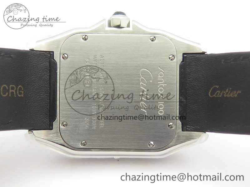 ZipUp Santos 100 38mm SS KZF 1:1 Best Edition White Dial on Black Leather Strap A 6214