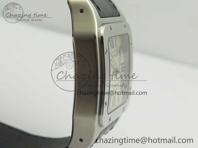 ZipUp Santos 100 38mm SS KZF 1:1 Best Edition White Dial on Black Leather Strap A 6214