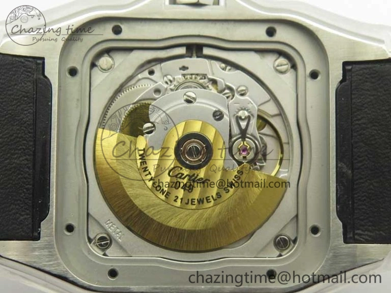 ZipUp Santos 100 38mm SS KZF 1:1 Best Edition White Dial on Black Leather Strap A 6214