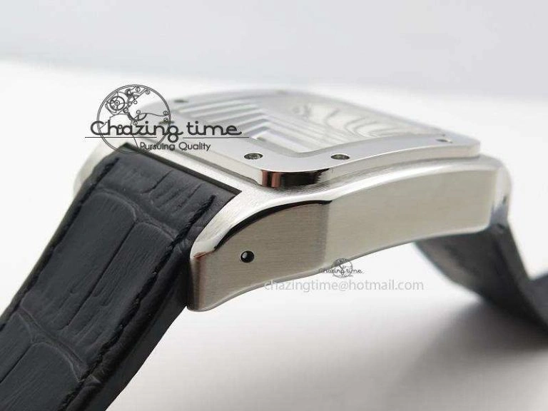Santos 100 38mm SS White Dial On Black Leather Strap A Durable 6352