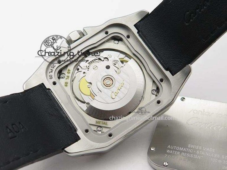 Santos 100 38mm SS White Dial On Black Leather Strap A Durable 6352