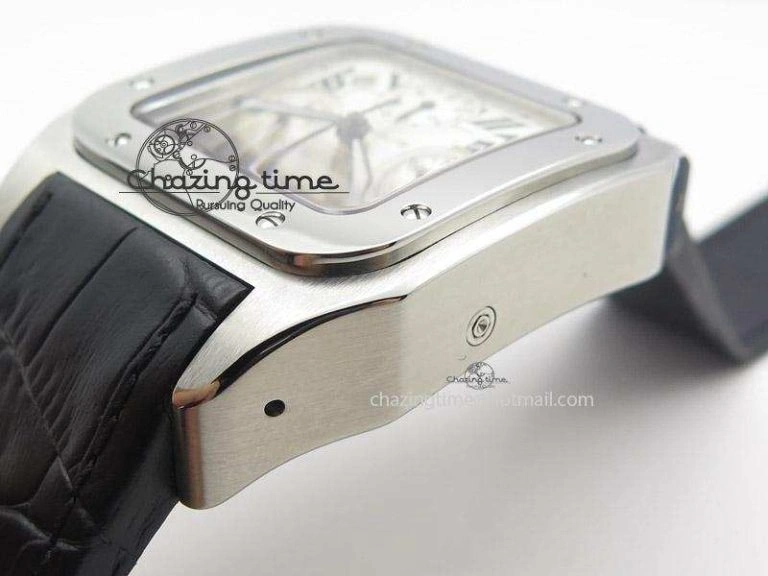 Santos 100 Chronograph SS Ultimate Edition On Black Leather Strap A Thermal 6366