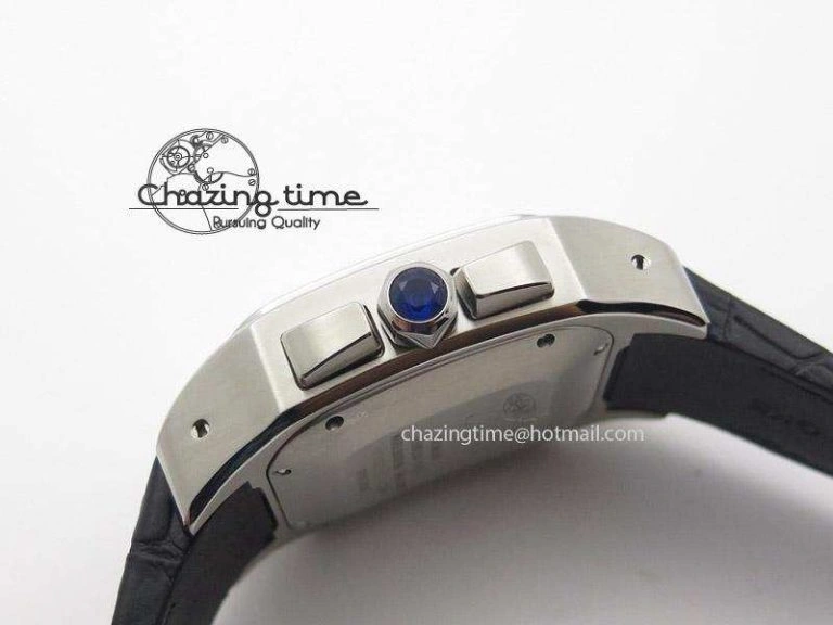 Santos 100 Chronograph SS Ultimate Edition On Black Leather Strap A Thermal 6366
