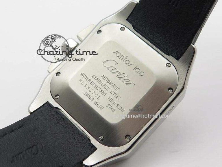 Santos 100 Chronograph SS Ultimate Edition On Black Leather Strap A Thermal 6366