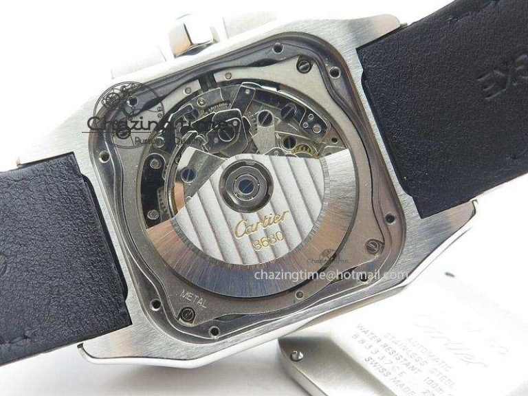 Santos 100 Chronograph SS Ultimate Edition On Black Leather Strap A Thermal 6366