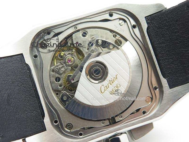 Santos 100 Chronograph SS Ultimate Edition On Black Leather Strap A Thermal 6366