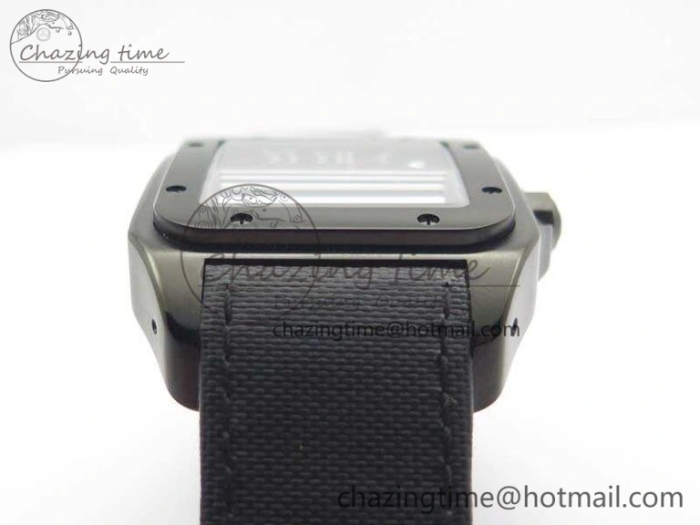 Affordable Santos 100 DLC V6F 1:1 Best Edition Black Dial On Black Nylon Strap A1847 MC 6264
