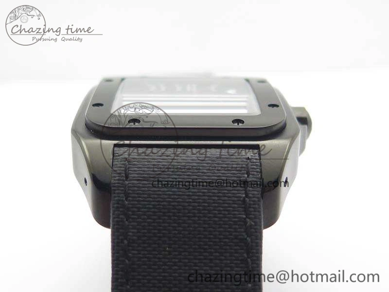 Affordable Santos 100 DLC V6F 1:1 Best Edition Black Dial On Black Nylon Strap A1847 MC 6264