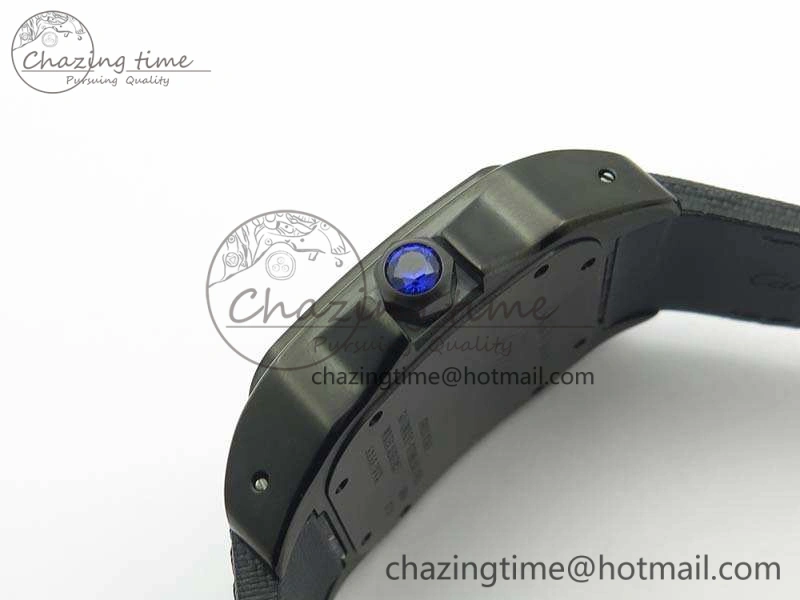 Affordable Santos 100 DLC V6F 1:1 Best Edition Black Dial On Black Nylon Strap A1847 MC 6264
