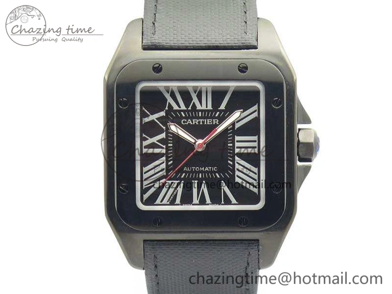 Affordable Santos 100 DLC V6F 1:1 Best Edition Black Dial On Black Nylon Strap A1847 MC 6264