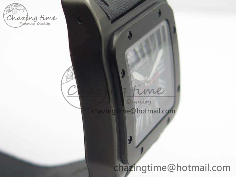 Affordable Santos 100 DLC V6F 1:1 Best Edition Black Dial On Black Nylon Strap A1847 MC 6264