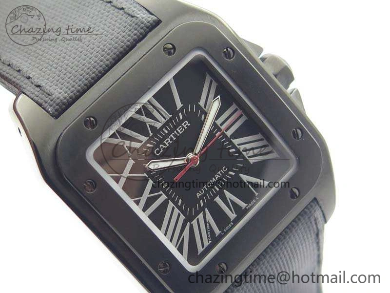 Affordable Santos 100 DLC V6F 1:1 Best Edition Black Dial On Black Nylon Strap A1847 MC 6264