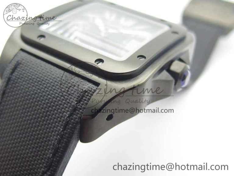 Affordable Santos 100 DLC V6F 1:1 Best Edition Black Dial On Black Nylon Strap A1847 MC 6264