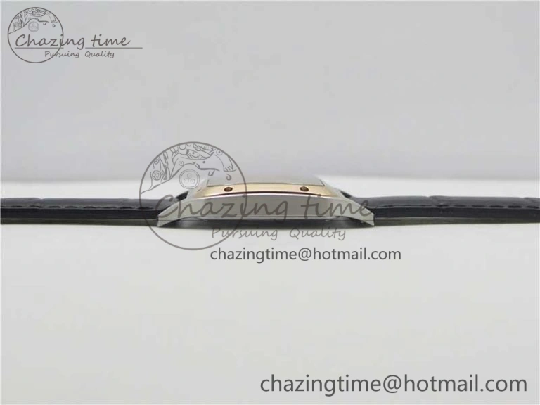 Santos 27.5mm SS RG XF 1:1 Best Edition Silver Dial on Black Croco Strap Ronda Quartz NewStyle 6125