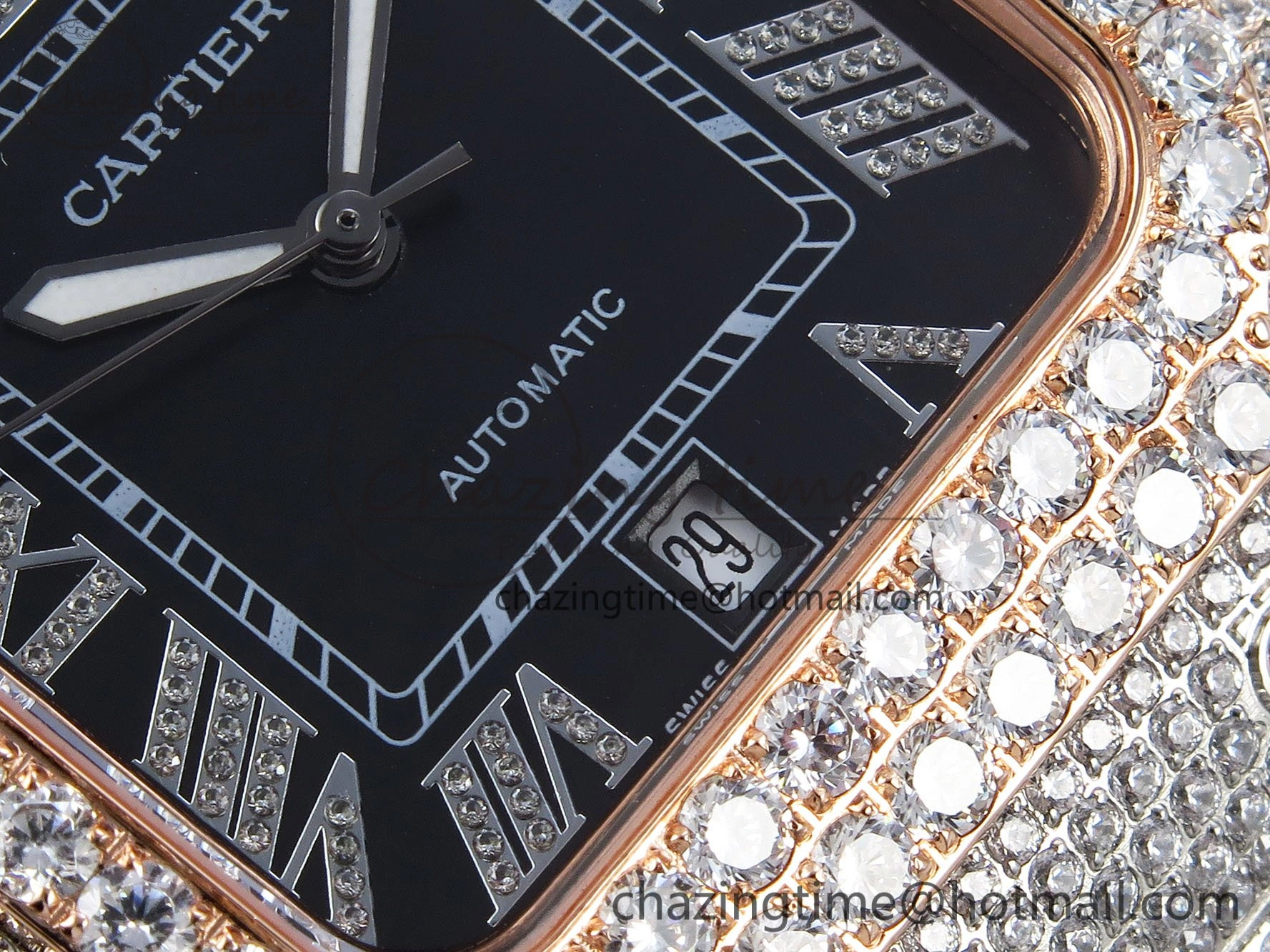 ZeroBulk Santos De 40mm TWF 1:1 Best Edition Black Dial 904L SS RG Case and Bracelet A 6010