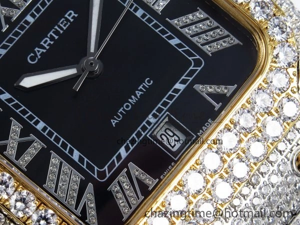 WellDesigned Santos De 40mm TWF 1:1 Best Edition Black Dial 904L SS YG Case and Bracelet A 6019