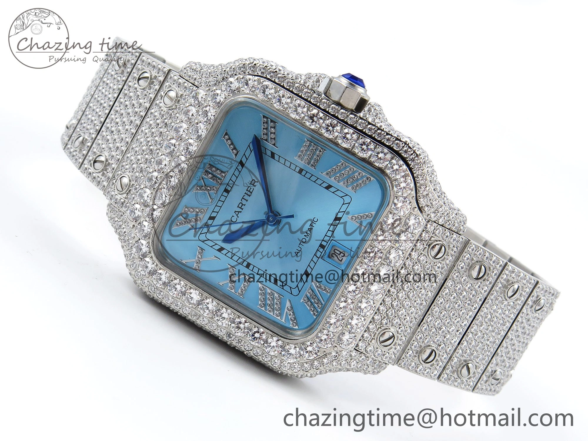 QuickDry Santos De 40mm TWF 1:1 Best Edition Blue Dial 904L SS Case and Bracelet A 5997
