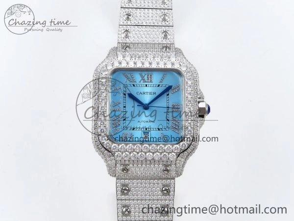 QuickDry Santos De 40mm TWF 1:1 Best Edition Blue Dial 904L SS Case and Bracelet A 5997