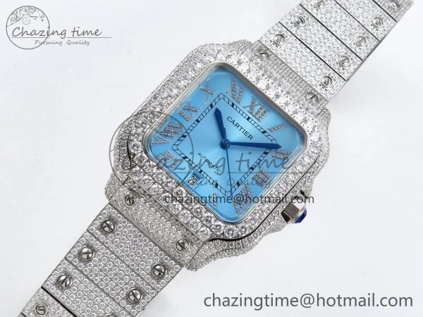 QuickDry Santos De 40mm TWF 1:1 Best Edition Blue Dial 904L SS Case and Bracelet A 5997