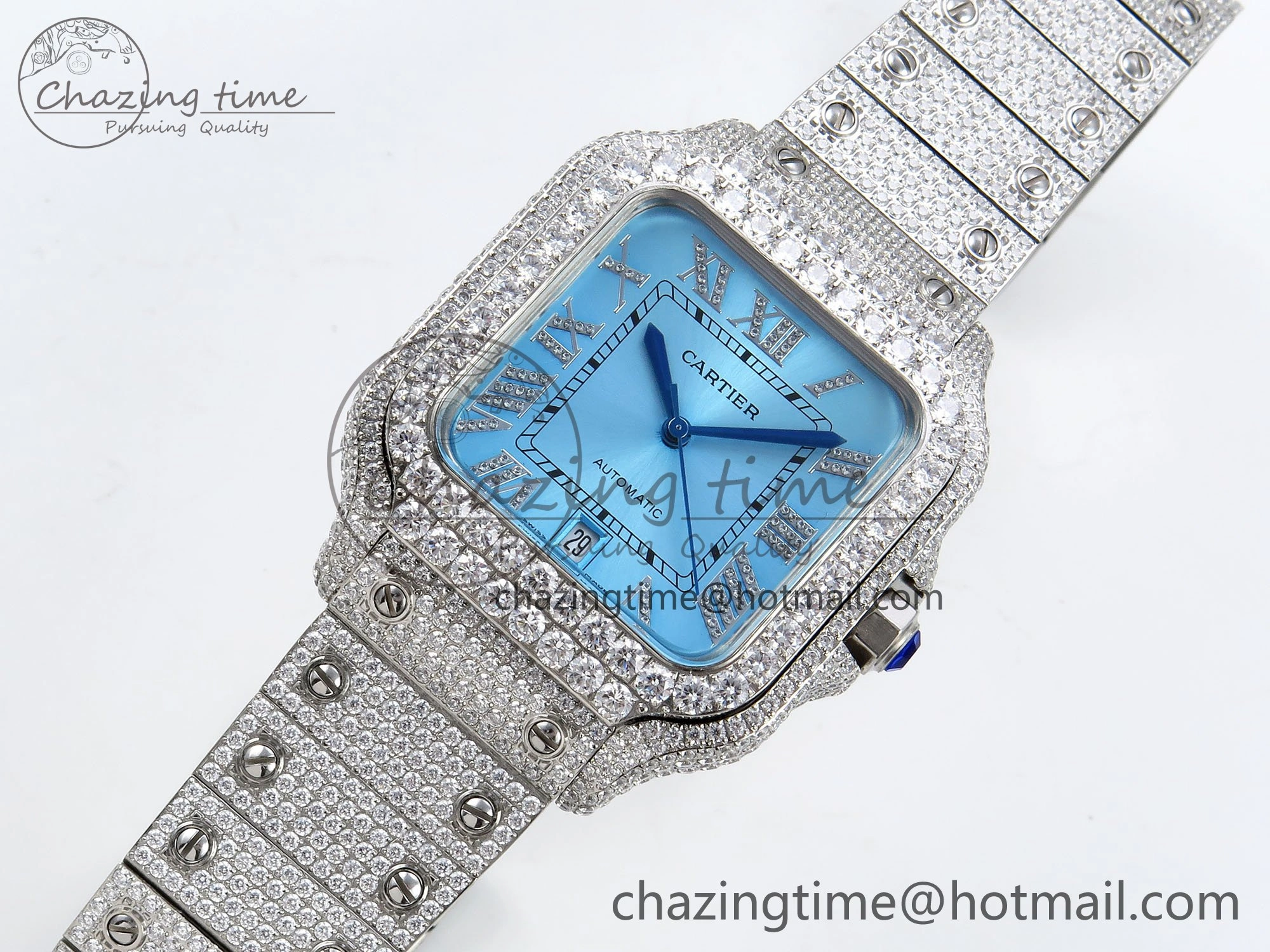 QuickDry Santos De 40mm TWF 1:1 Best Edition Blue Dial 904L SS Case and Bracelet A 5997