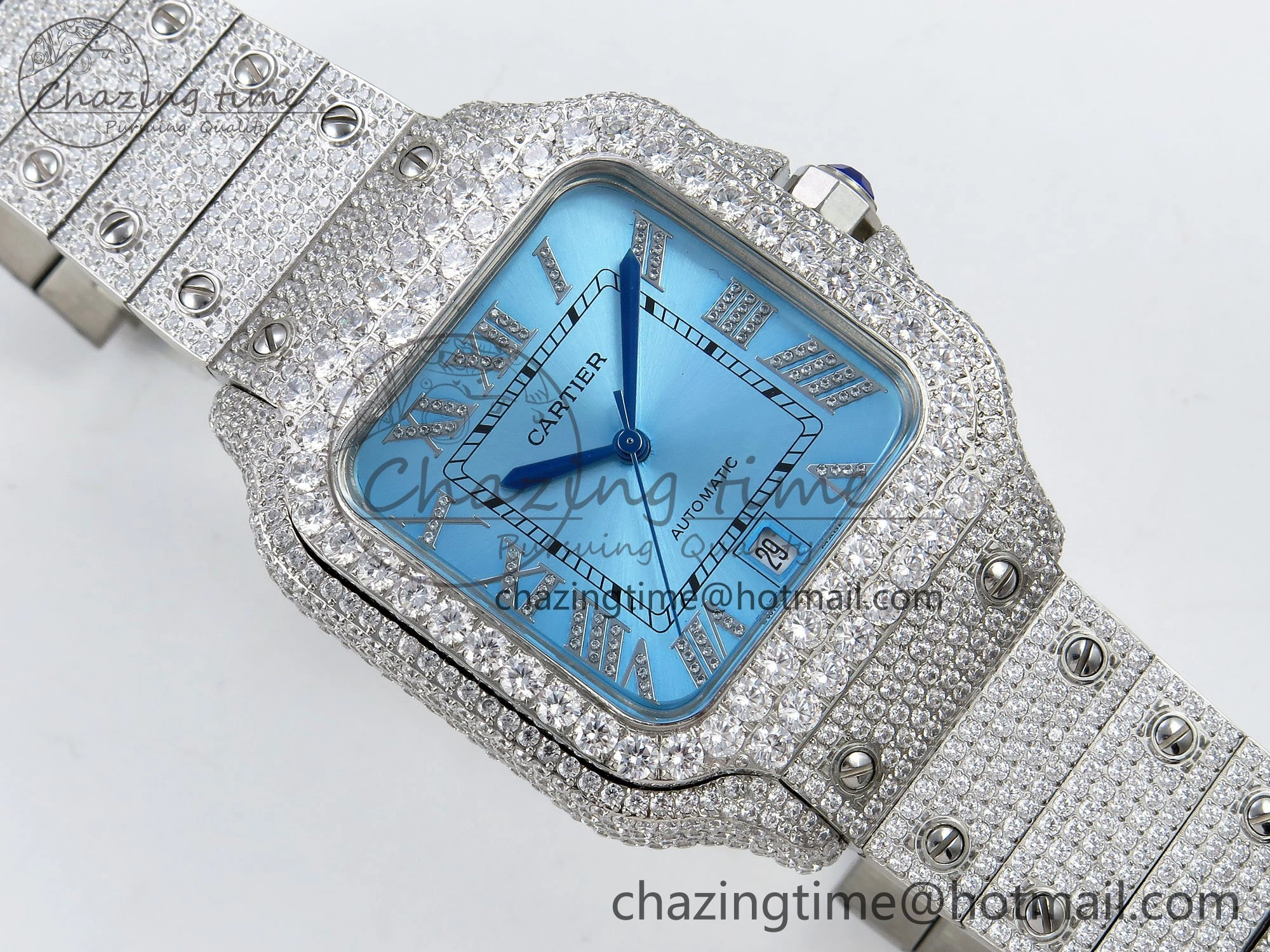 QuickDry Santos De 40mm TWF 1:1 Best Edition Blue Dial 904L SS Case and Bracelet A 5997