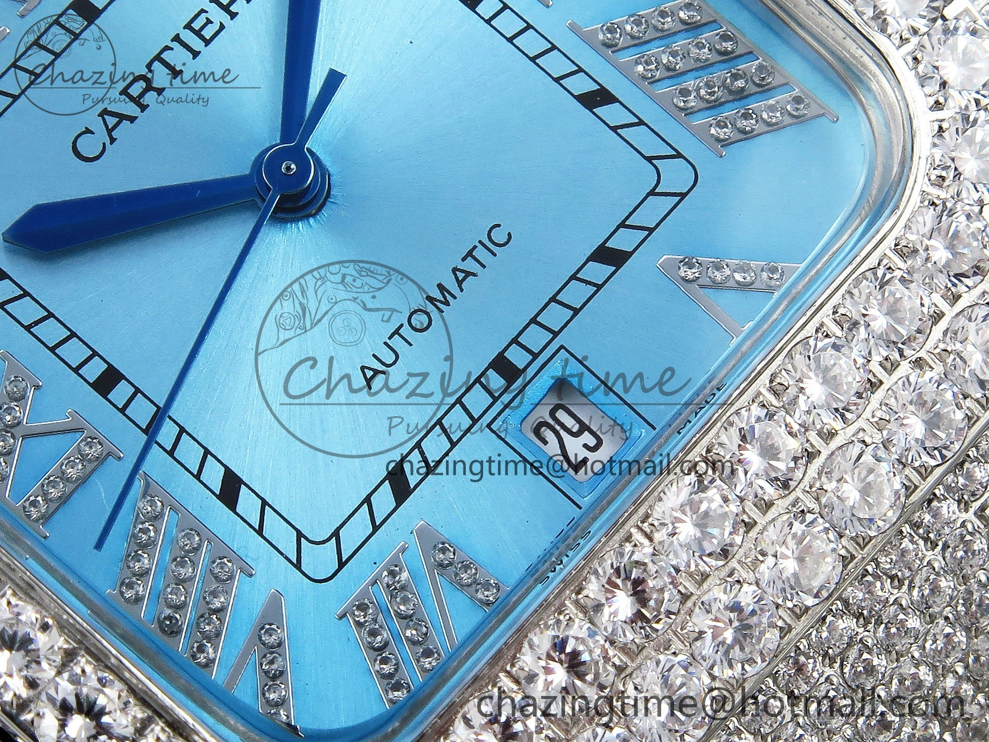 QuickDry Santos De 40mm TWF 1:1 Best Edition Blue Dial 904L SS Case and Bracelet A 5997
