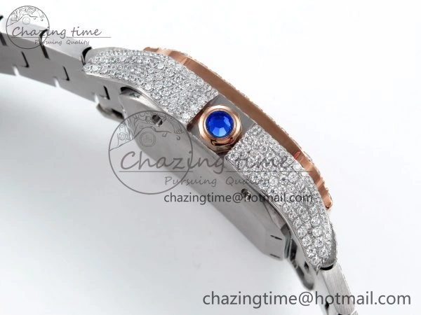 TimelessDesign Santos De 40mm TWF 1:1 Best Edition Blue Dial 904L SS RG Case and Bracelet A 6006