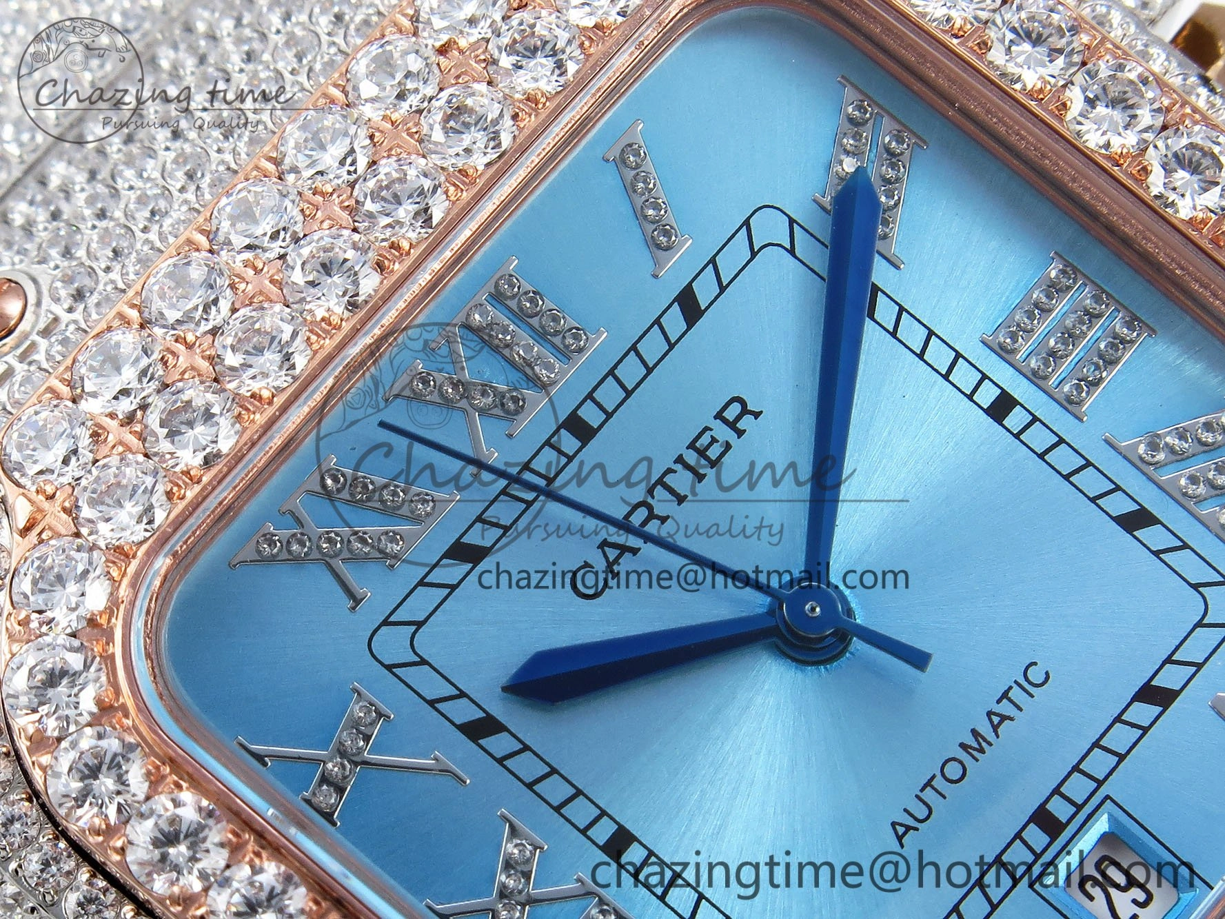 TimelessDesign Santos De 40mm TWF 1:1 Best Edition Blue Dial 904L SS RG Case and Bracelet A 6006