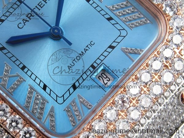 TimelessDesign Santos De 40mm TWF 1:1 Best Edition Blue Dial 904L SS RG Case and Bracelet A 6006