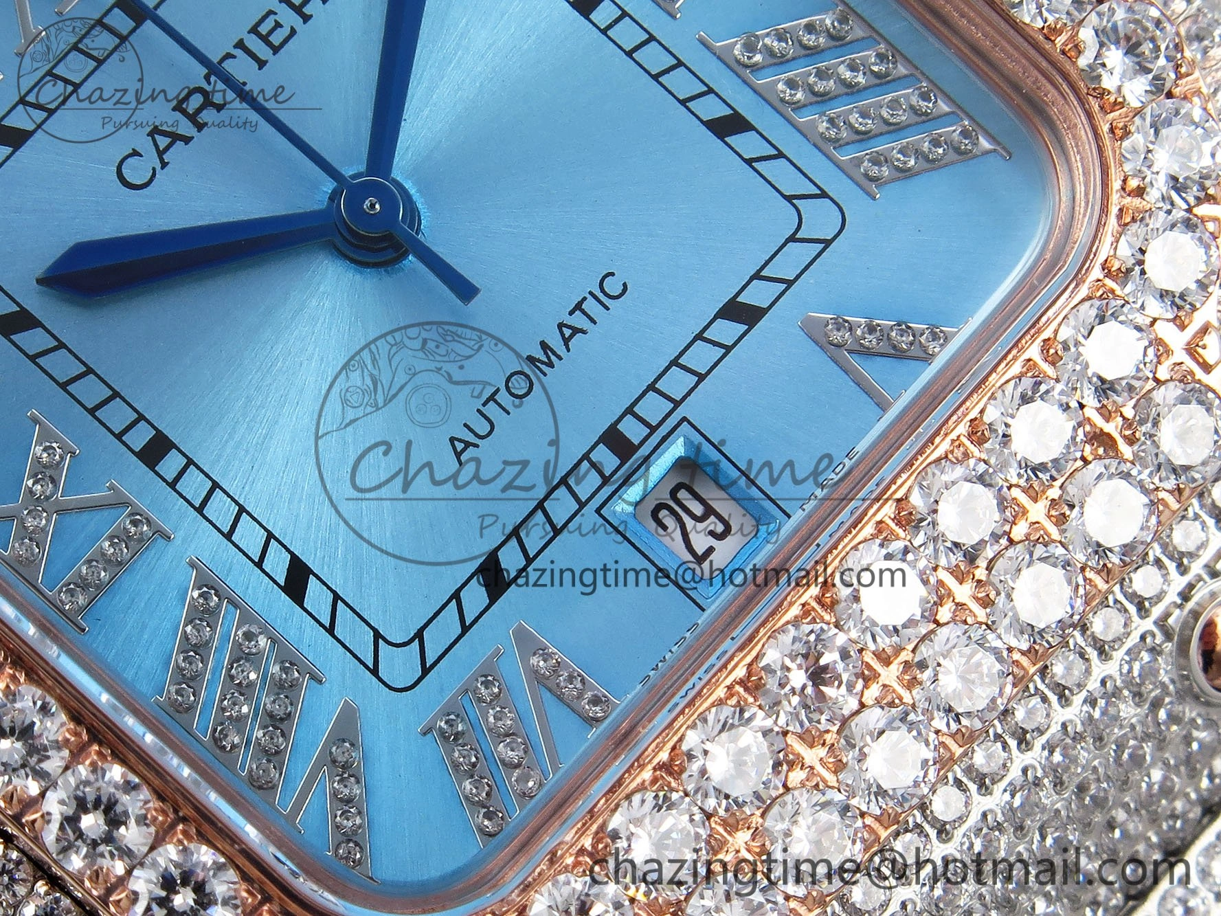 TimelessDesign Santos De 40mm TWF 1:1 Best Edition Blue Dial 904L SS RG Case and Bracelet A 6006