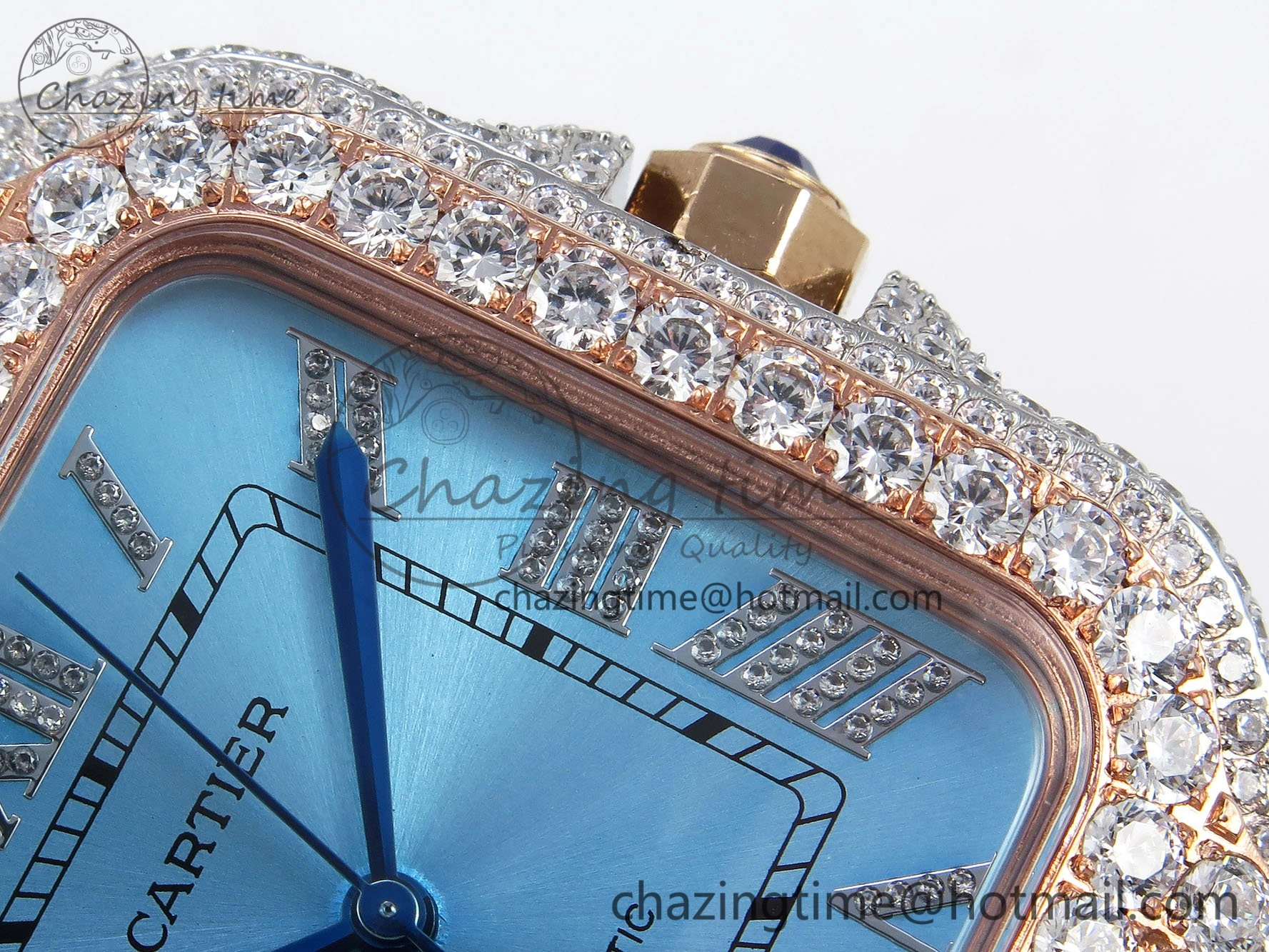 TimelessDesign Santos De 40mm TWF 1:1 Best Edition Blue Dial 904L SS RG Case and Bracelet A 6006
