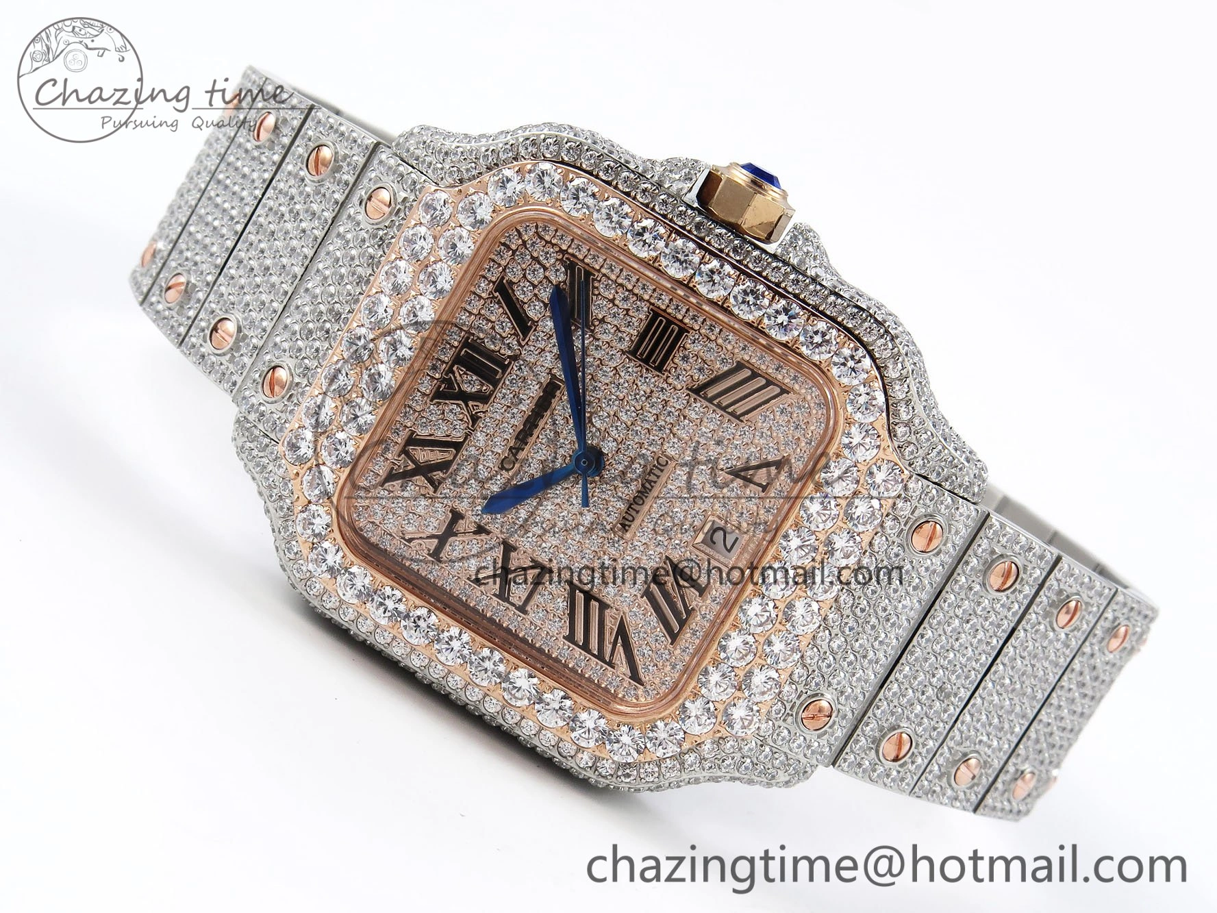Santos De 40mm TWF 1:1 Best Edition RG Dial 904L SS RG Case and Bracelet A EasyCare 6000