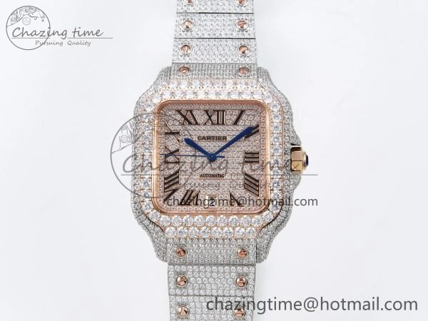 Santos De 40mm TWF 1:1 Best Edition RG Dial 904L SS RG Case and Bracelet A EasyCare 6000