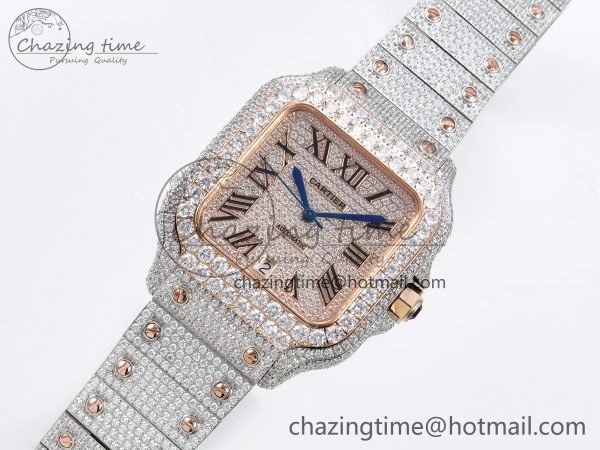 Santos De 40mm TWF 1:1 Best Edition RG Dial 904L SS RG Case and Bracelet A EasyCare 6000