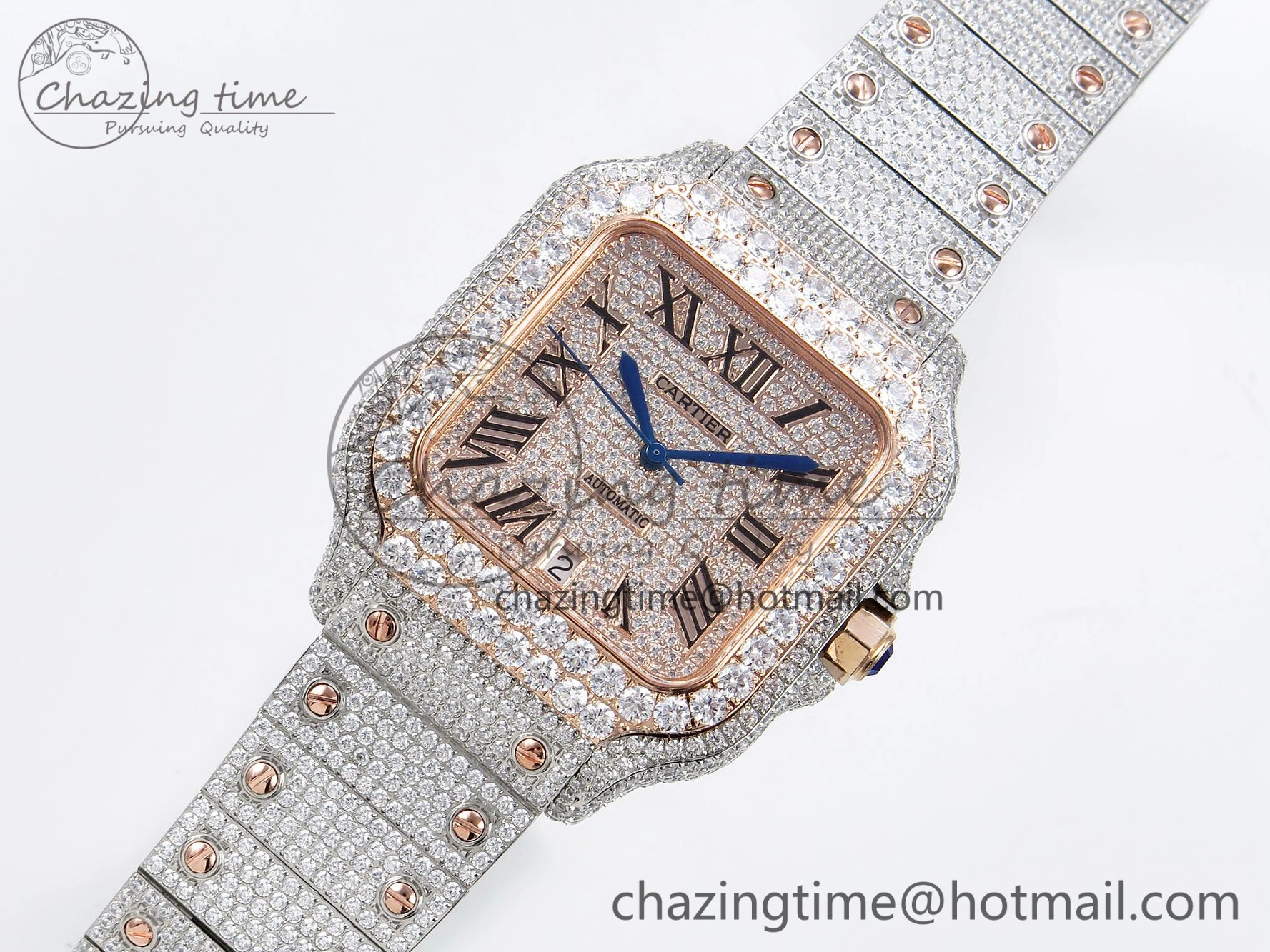 Santos De 40mm TWF 1:1 Best Edition RG Dial 904L SS RG Case and Bracelet A EasyCare 6000