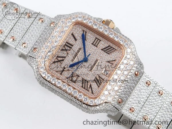 Santos De 40mm TWF 1:1 Best Edition RG Dial 904L SS RG Case and Bracelet A EasyCare 6000