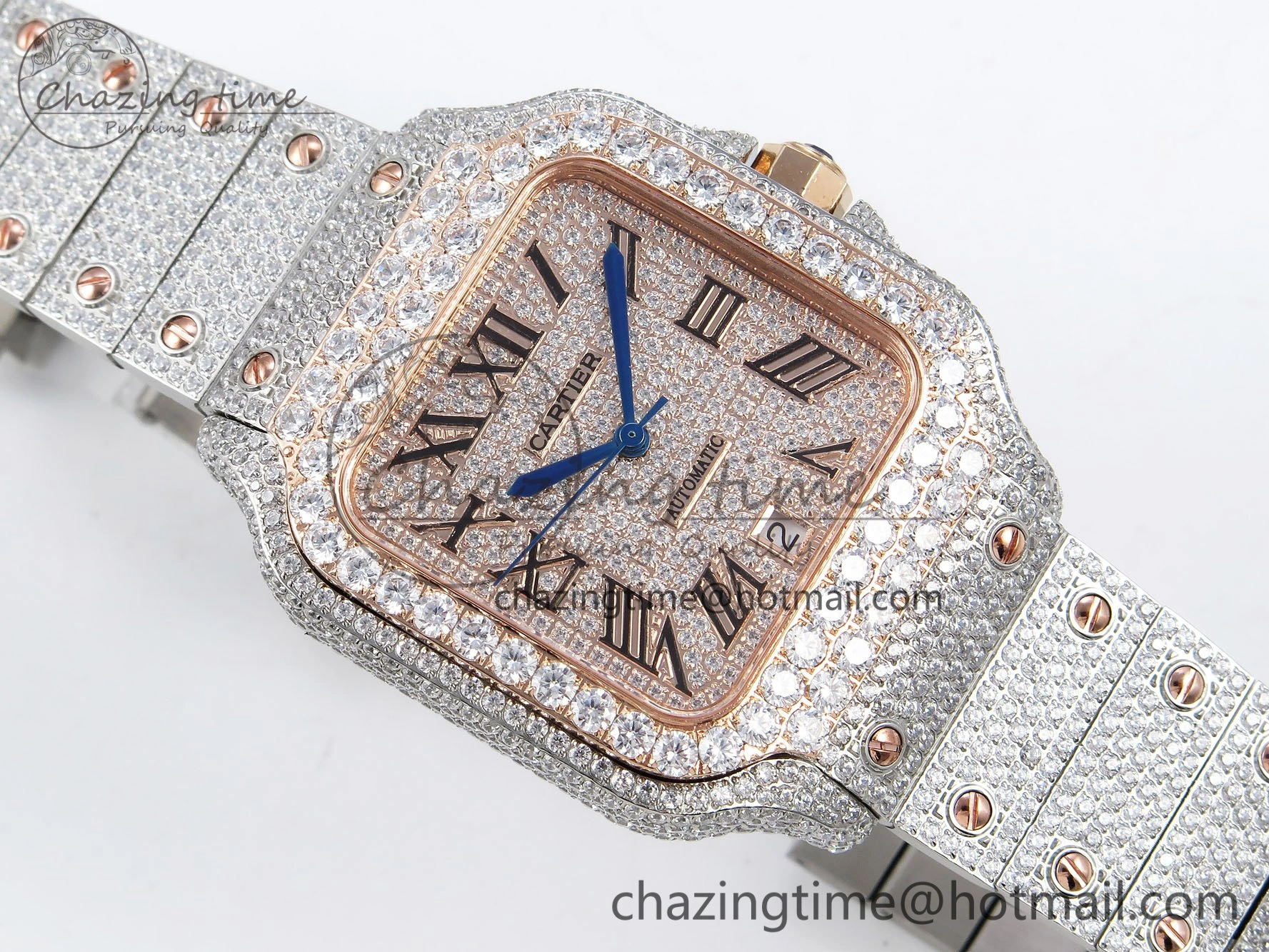 Santos De 40mm TWF 1:1 Best Edition RG Dial 904L SS RG Case and Bracelet A EasyCare 6000