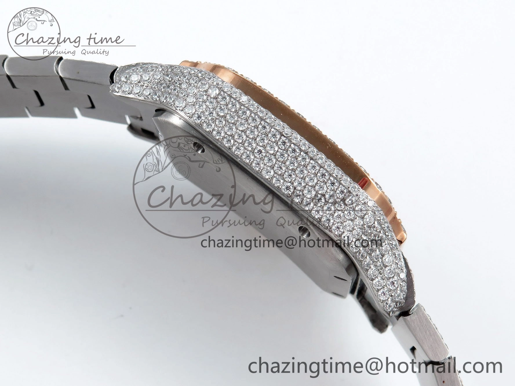 Santos De 40mm TWF 1:1 Best Edition RG Rainbow Dial 904L SS RG Case and Bracelet A ZeroBulk 6008