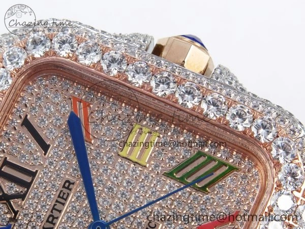 Santos De 40mm TWF 1:1 Best Edition RG Rainbow Dial 904L SS RG Case and Bracelet A ZeroBulk 6008