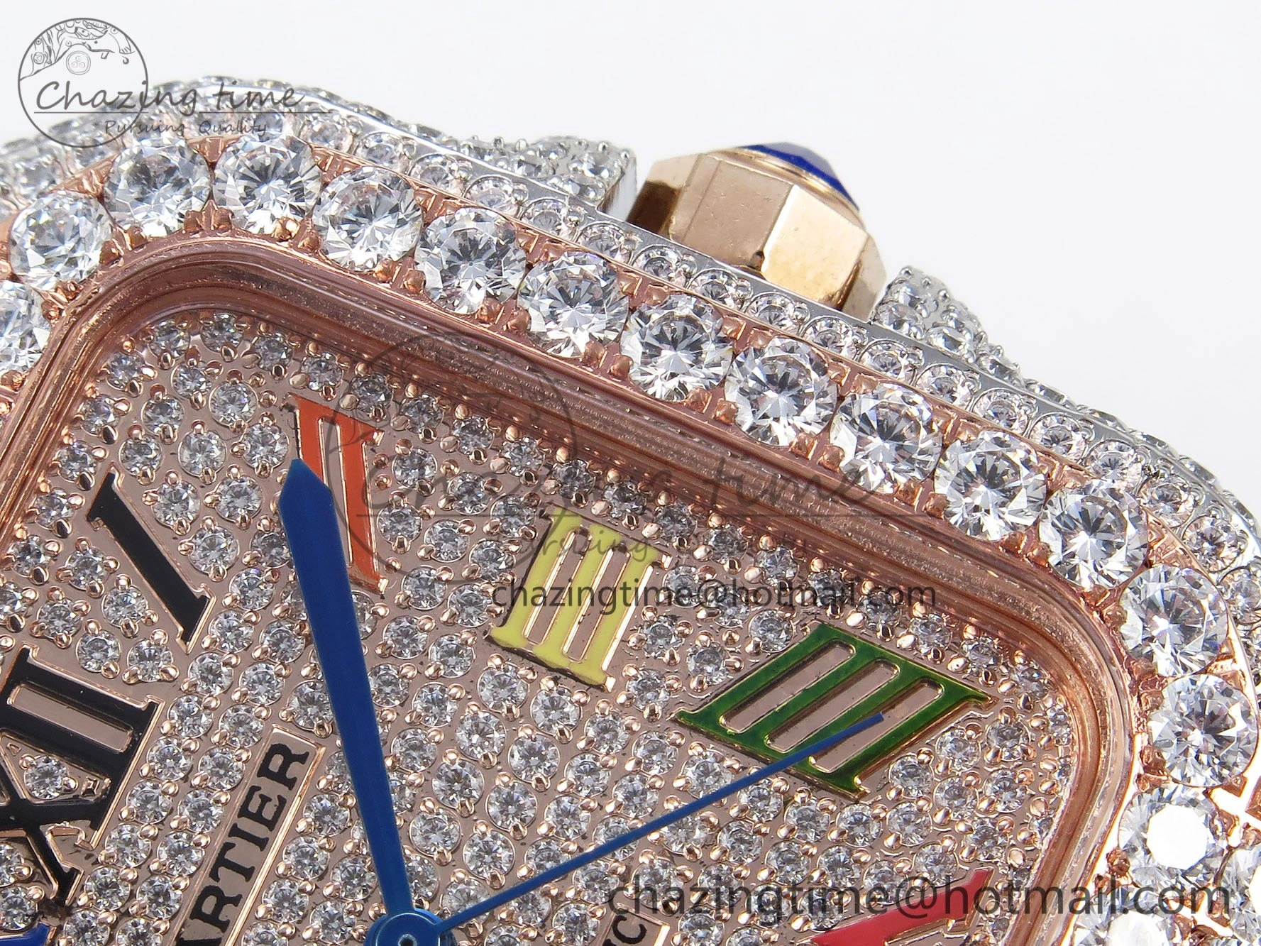 Santos De 40mm TWF 1:1 Best Edition RG Rainbow Dial 904L SS RG Case and Bracelet A ZeroBulk 6008
