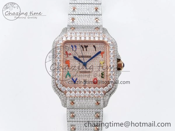 Santos De 40mm TWF 1:1 Best Edition RG Rainbow Dial 904L SS RG Case and Bracelet A Chic 6007
