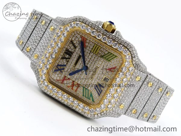 Santos De 40mm TWF 1:1 Best Edition Rainbow Dial 904L SS YG Case and Bracelet A Stylish 6018